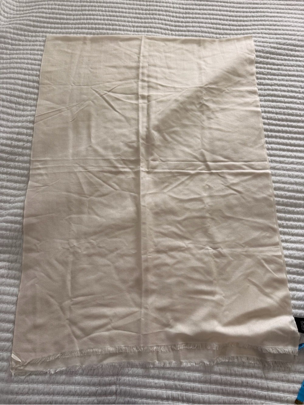 Lord & Taylor Cream Fringed Wrap